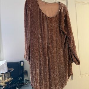 Retrofete Metallic Bronze Mini Dress